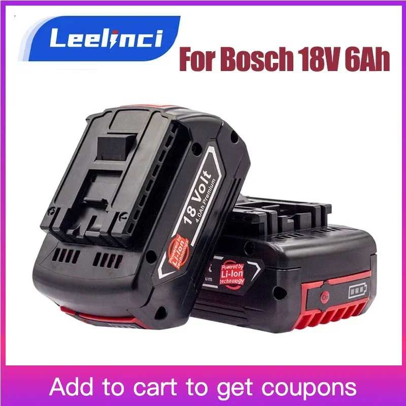 

18V 6000mah Rechargeable Li-Ion Battery Pack For Bosch 18V Power Tool Backup Portable Replacement for BOSCH 18V Battery BAT609