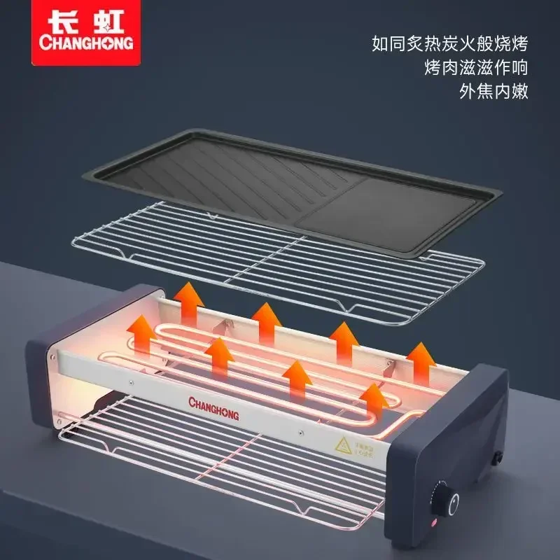 New electric barbecue. Electric grill pan. For home use. Barbecue grill. Kebabs. Multifunctional. Indoor electric grill pan.