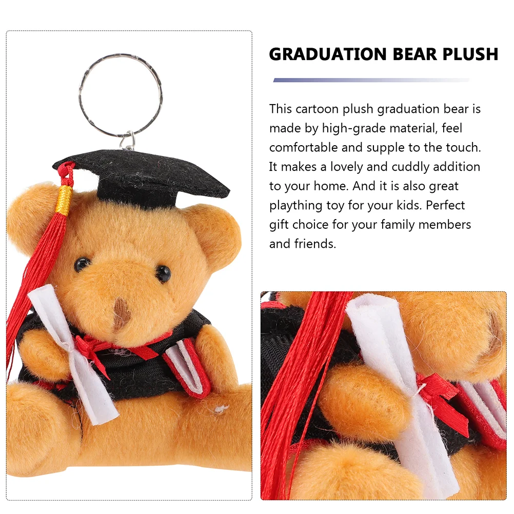 6 Pcs Plush Graduation Bear Stuffed Key Ring Keychain Baby Animal Pendant Animals Toy Pendants Memorial Gift Schoolbag