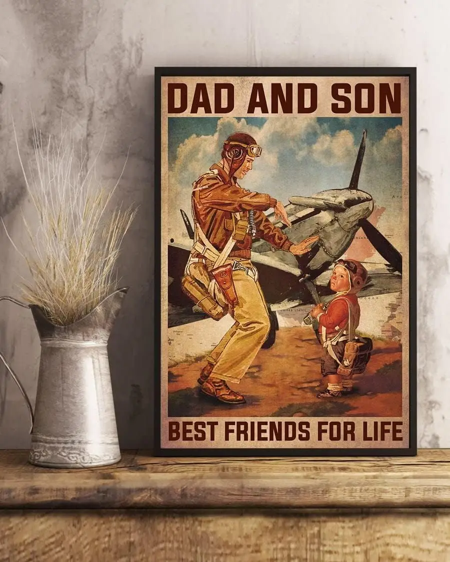 

Pilot Dad And Son Best Friends For Life Retro Metal Tin Sign Vintage Aluminum Sign For Home Decor Room Metal Decor 8x12