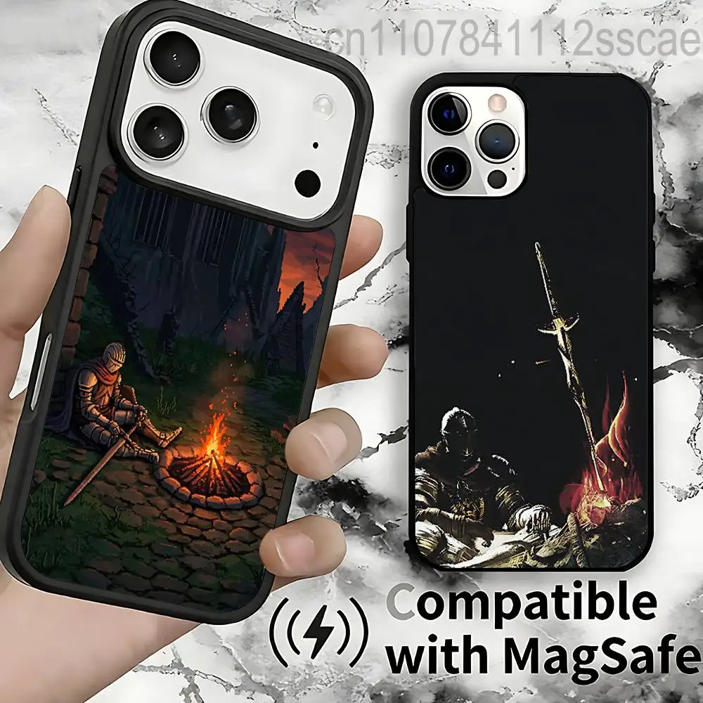 

Магнитный чехол для беспроводной зарядки D-Dark S-Souls Game для iPhone 11,12,13,14,15,16,17, Pro, Max, Plus, противоударный чехол