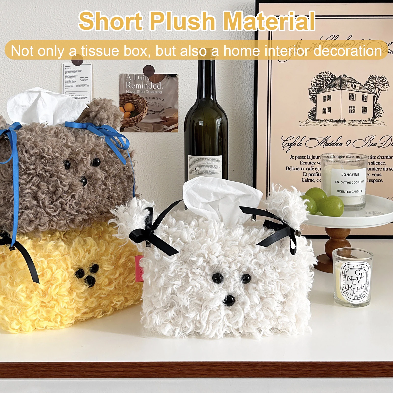 Cute Plush Puppy Tissue Box Car Home Kawaii Plush Tissue Boxes Removable Tissue Storage Container Desktop Paper Organizer New