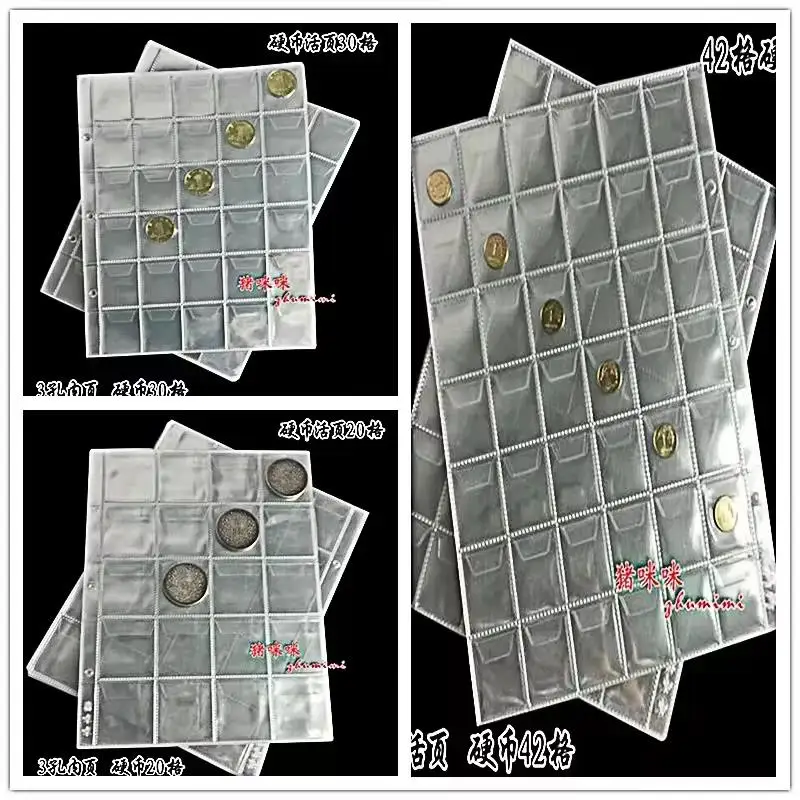 10PCS Album for Coins Albums 20/30/42 Pocket Coins Collection PVC Transparent Inside Pages Coins Loose Leaf Organizer Bag