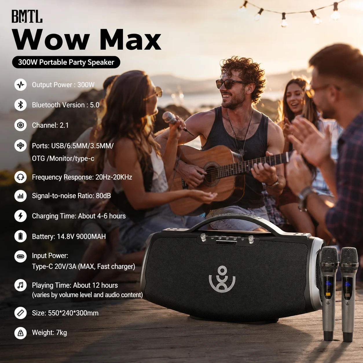 XDOBO Wow Max 300W Wireless High-resolution Outdoor Portable Speaker With BassUp For Stereo Sound IPX5 Water Resistant USB