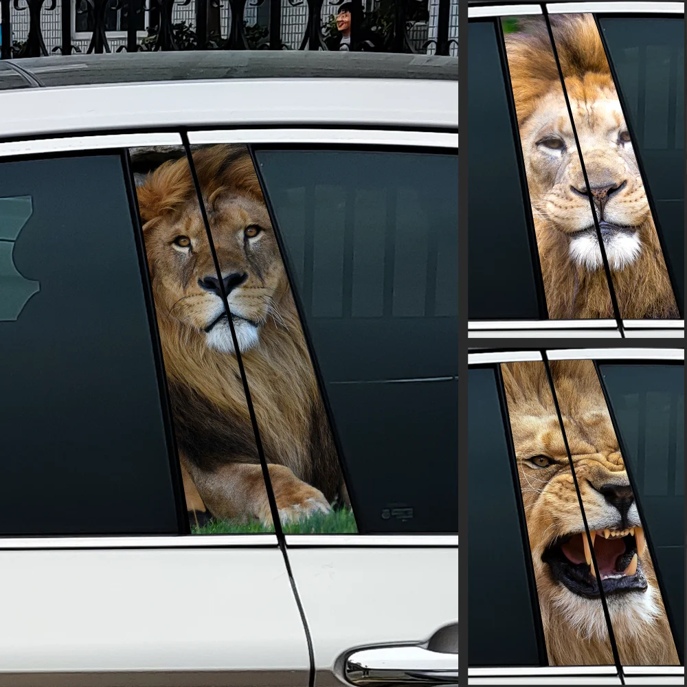 

Lion King Car Stickers Auto B Pillar Waterproof Animals Sunscreen Decor Cover Scratches Car Doors Pillar Vinyl Decal Accessories