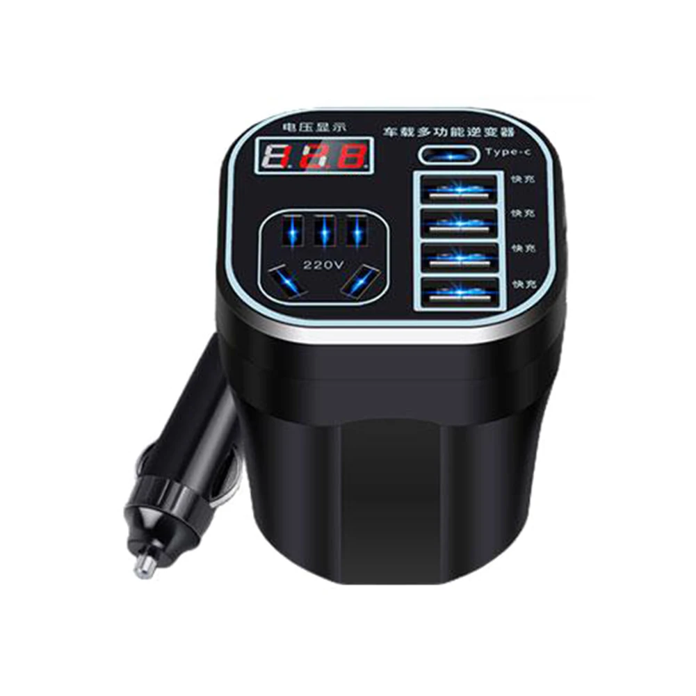 Car Power Inverter 12V24V TO 220V Voltage Converter 4USB Ports Charger Socket Real Display for Convenient Monitoring