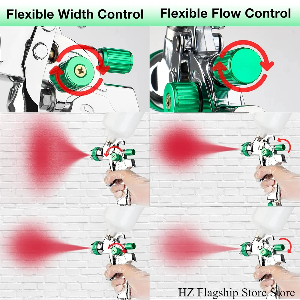 Professional สเปรย์ปืน 1.4 มม.1.7 มม.2.0 มม.หัวฉีดในครัวเรือนสเปรย์ปืนแบบพกพาสีรถสเปรย์ปืนชุดเครื่องมือ