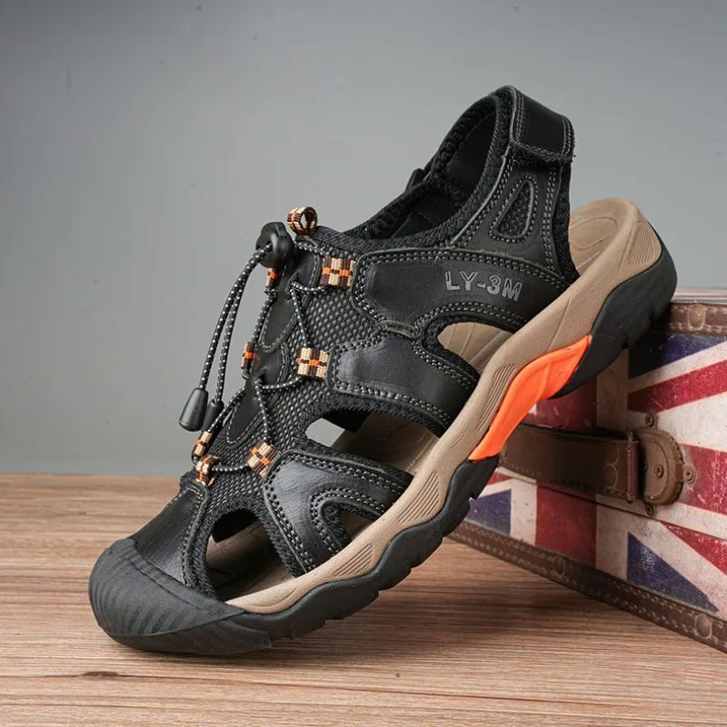 New Fashion Summer Casual Men's Beach Sandals High Quality Sneakers Genuine Leather Sandals Outdoor Men's Sandals Big Size 38-48