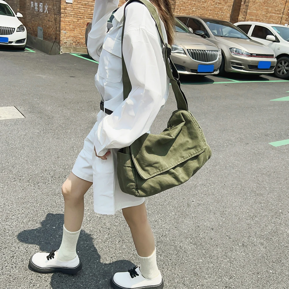 

Женская повседневная сумка через плечо из холщовой ткани, большая вместительная сумка-мессенджер в стиле ретро, сумка-сэтчел с эффектом потертости, сумка для поездок на работу