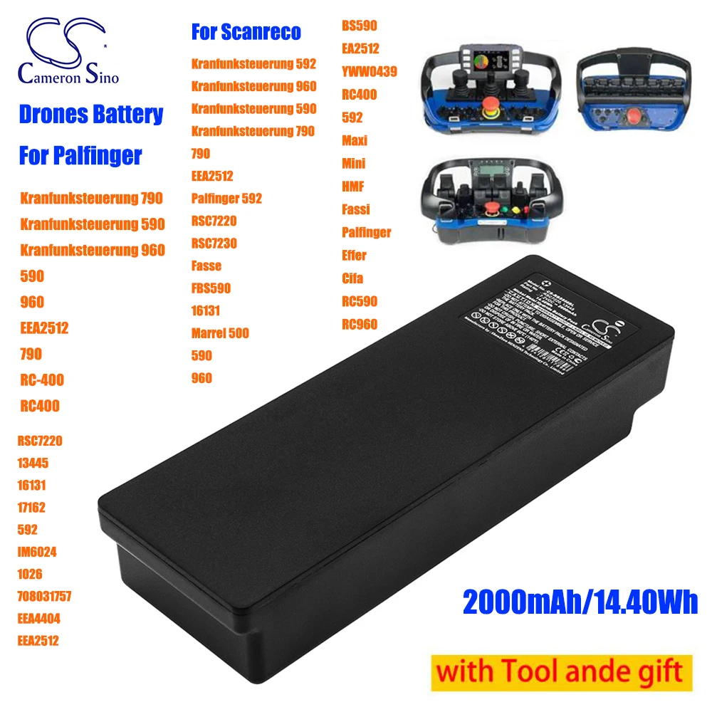 

2000mAh 7.2V 14.4Wh Crane Remote Control Ni-MH Battery for Scanreco RSC7220 13445 16131 17162 592 IM6024 1026 708031757 EEA4404