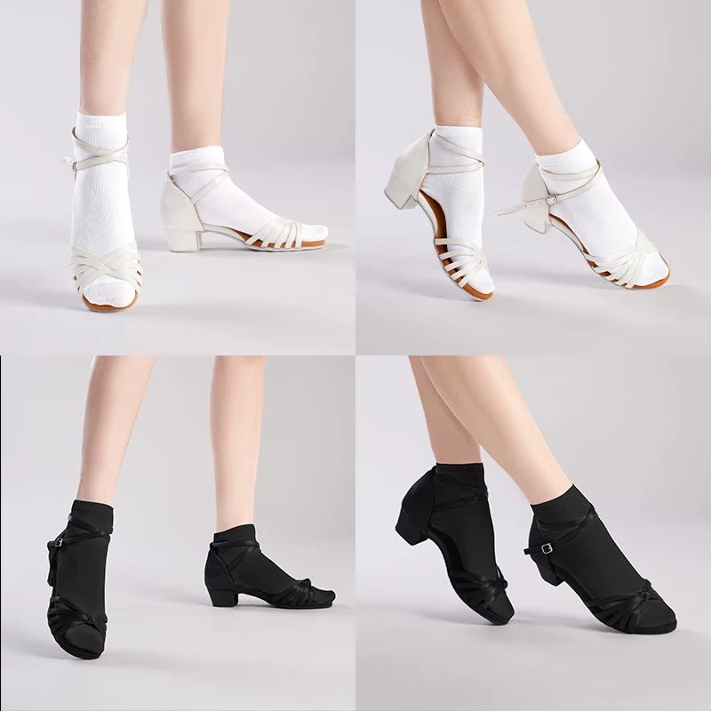ถุงเท้าเต้นรำแบบสั้นสีขาวสำหรับเด็กหญิงและเด็กชาย ถุงเท้าเต้นรำละติน ถุงเท้าพิลาทิส ถุงเท้าโยคะ ระบายอากาศได้ดี 3 คู่