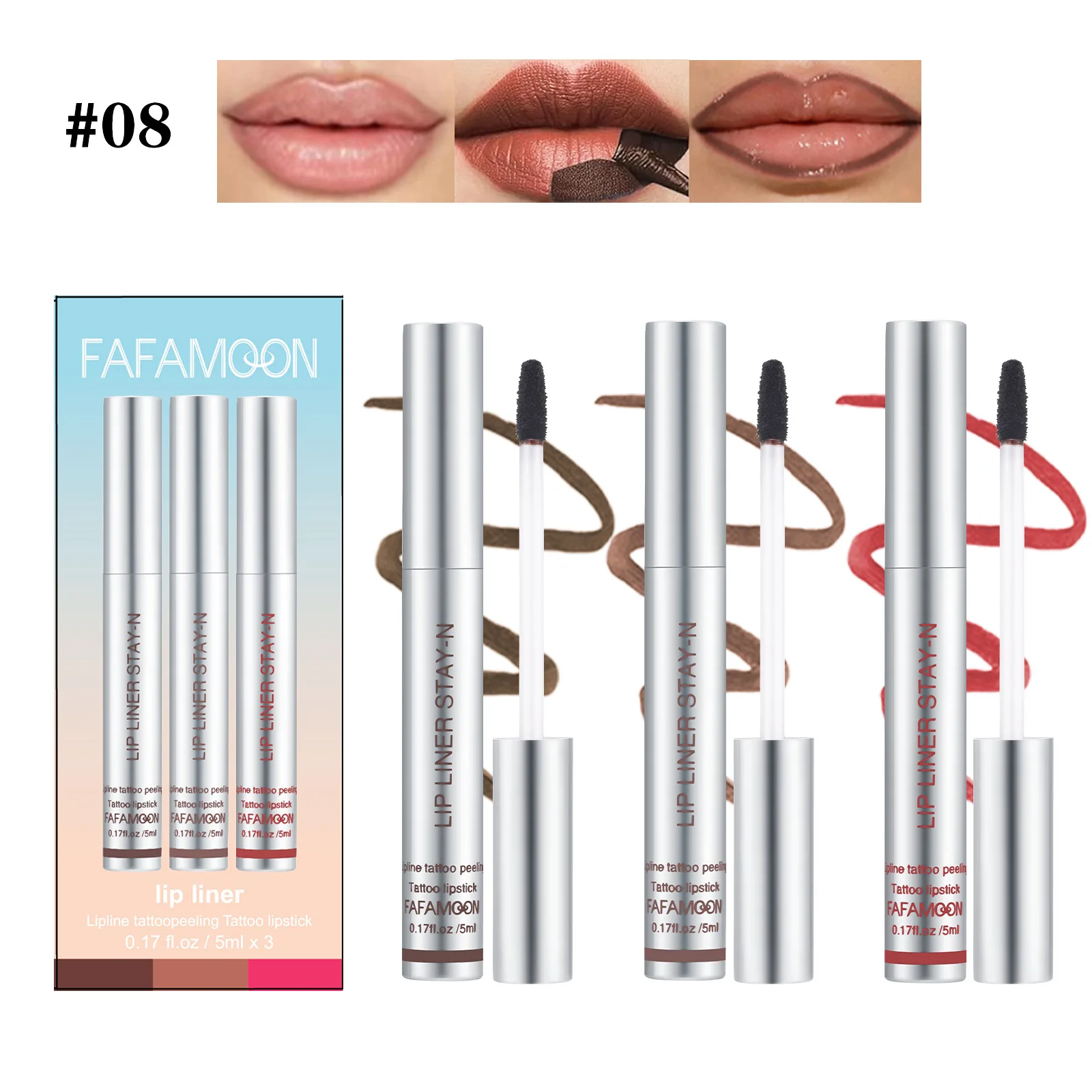 Peel Lip Liner Outline Lip Shape Lip Color Waterproof Non-smudging Peel Lip Liner Lip Brush Lip Gloss Makeup Cosmetics