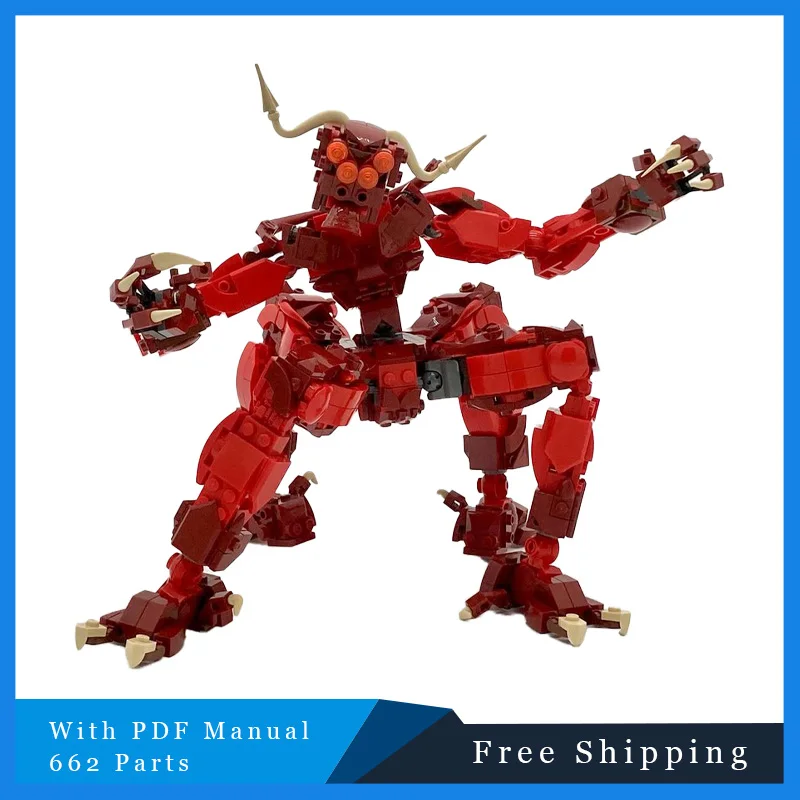 662-delige game rode vierpotige monsterpop bouwsteen bakstenen model kinderpuzzel montage kerst verjaardag creatief speelgoed