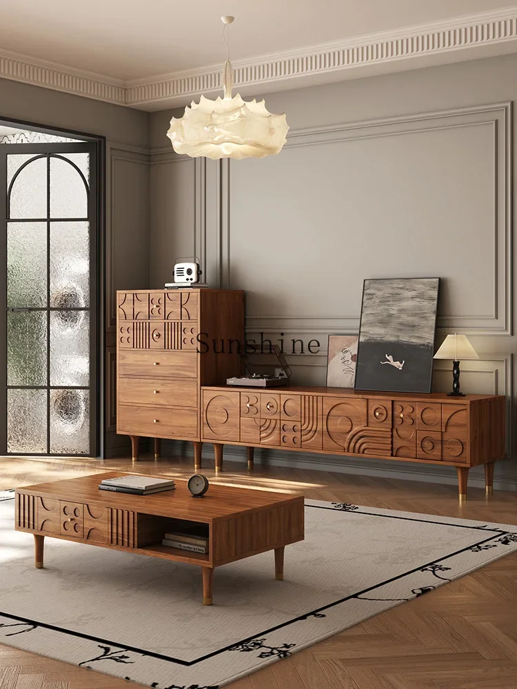 

Solid wood size apartment porch wine cabinet drawer storage TV cabinet FT