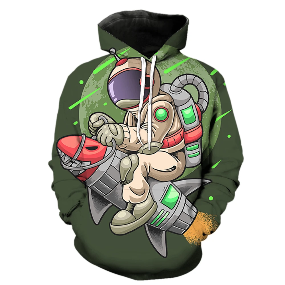 

Cartoon Astronaut Men's Hoodies 3D Printed Sweatshirts Teens With Hood Jackets Tops Hip Hop Long Sleeve Oversized Casual Funny