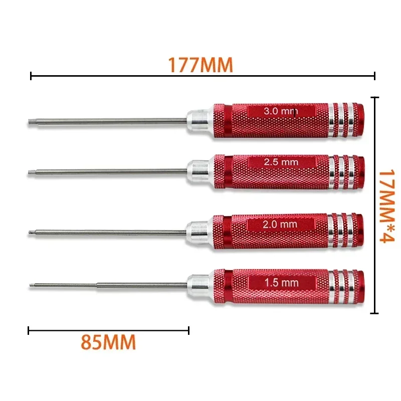 RC Tools 4 pezzi set di cacciaviti esagonali placcatura in titanio temprato 1.5 2.0 2.5 3.0mm cacciavite per giocattoli in elicottero