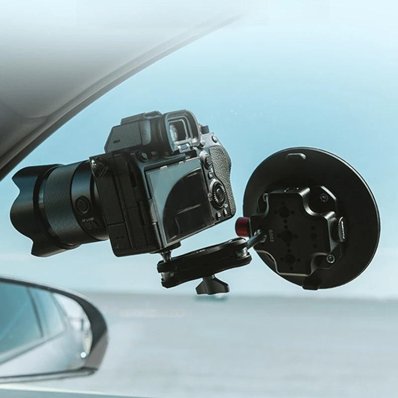 Staffa stabilizzatrice per fotocamera per Go Pro Auto Lampada per auto Supporto per supporto Pompa a mano Ventosa per vuoto 1/4 "3/8" Foro di localizzazione ARRI