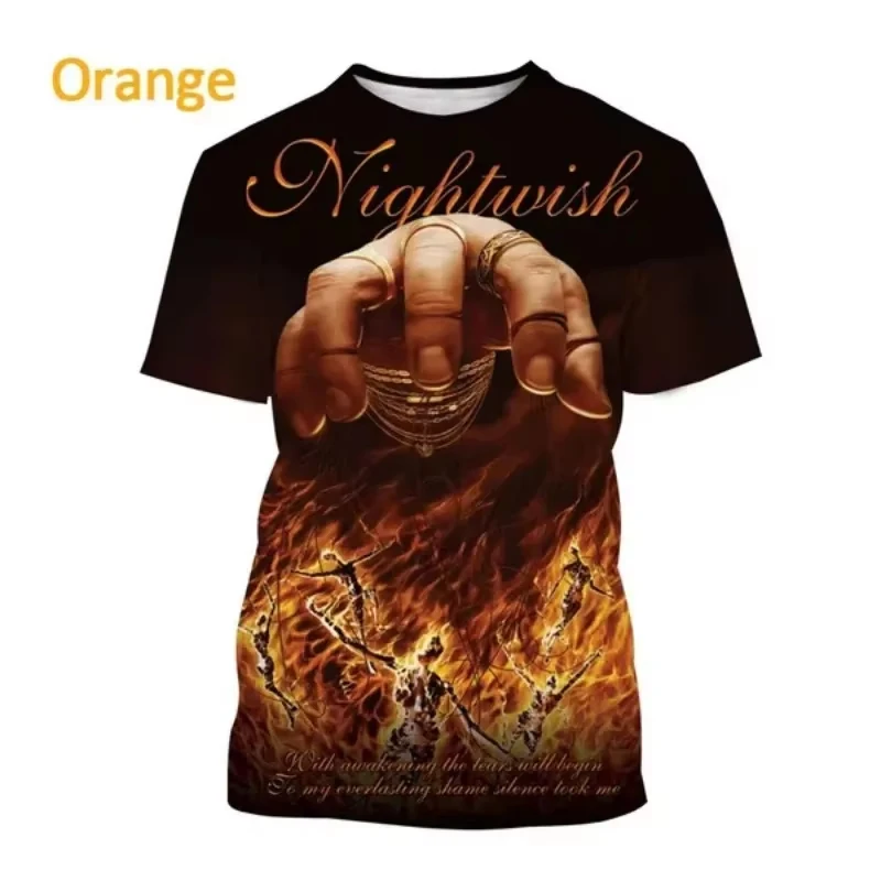 Popular Metal Band Nightwish 3D Printed Men's T shirts Fashion Hip-hop Retro Short sleeve T-shirt Oversized Unisex Streetwear