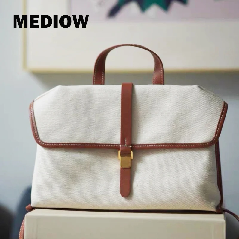 MEDIOW England Style Bags For Women Luxury Designer Handbags And Purses 2024 New In Canvas Sequined Top Handle Small Shoulder