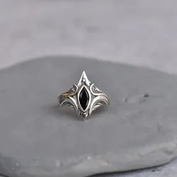 Anillo de Gema negra de ojo de Dios para mujer, joyería Punk de moda, anillo bohemio Vintage Y2K, regalo de vacaciones para fiesta de boda para mujer