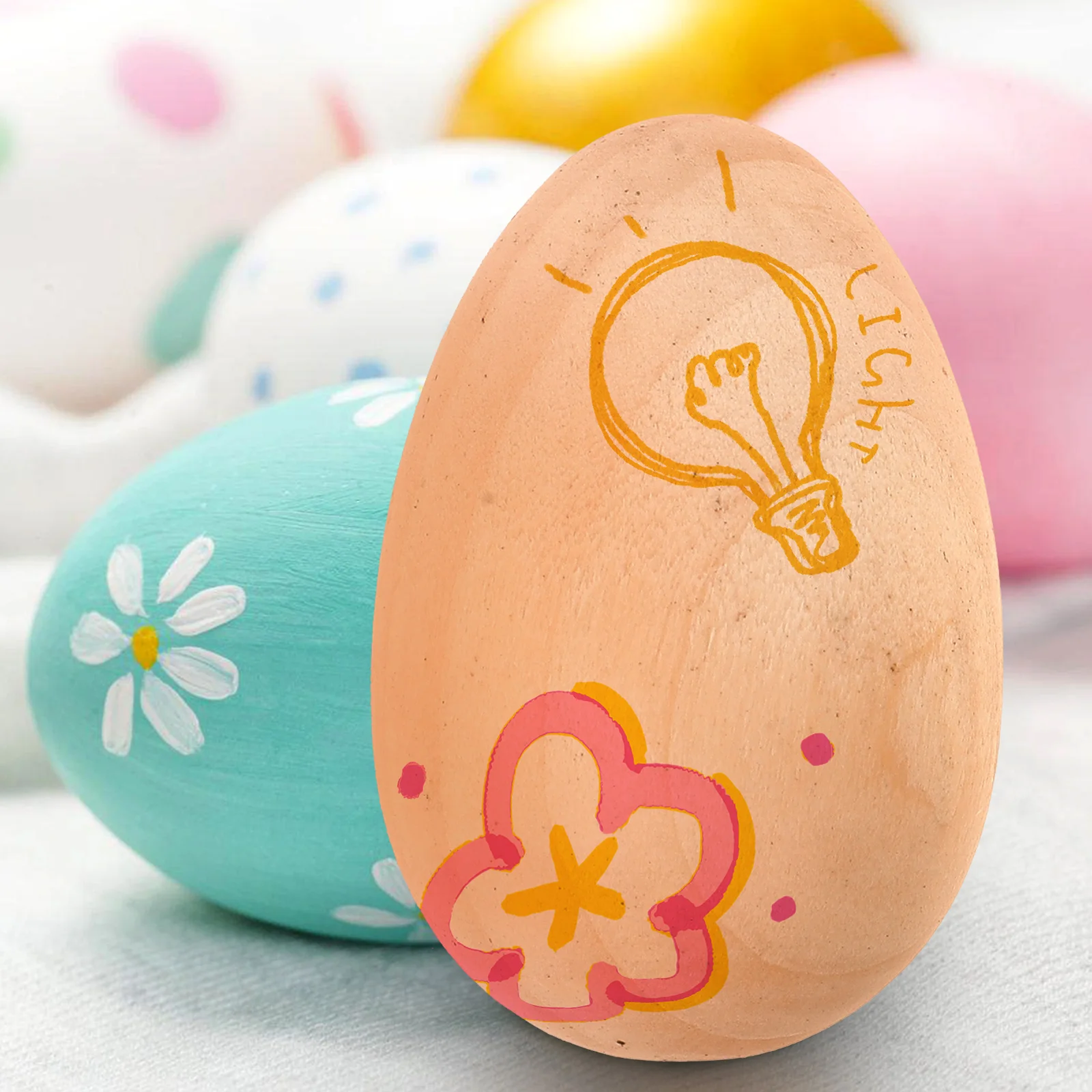 

15pcs Decorative Wooden Unfinished Vase Filler Craft Fake Simulation Egg Decor Egg Props Simulation Decorations
