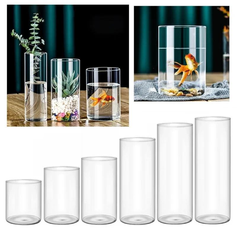 Petit Vase à fleurs en verre, cylindre en verre, conteneur floral, Vase à fleurs, Vase décoratif délicat pour bureaux et maison