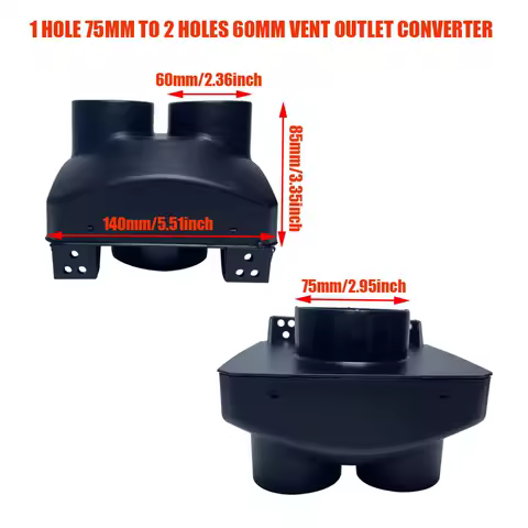 1 Hole 75mm to 2 Holes 60mm Air Outlet Vent Cover Air Diesel Parking Heater Converter Parts For Car Truck Camper Caravan Boat