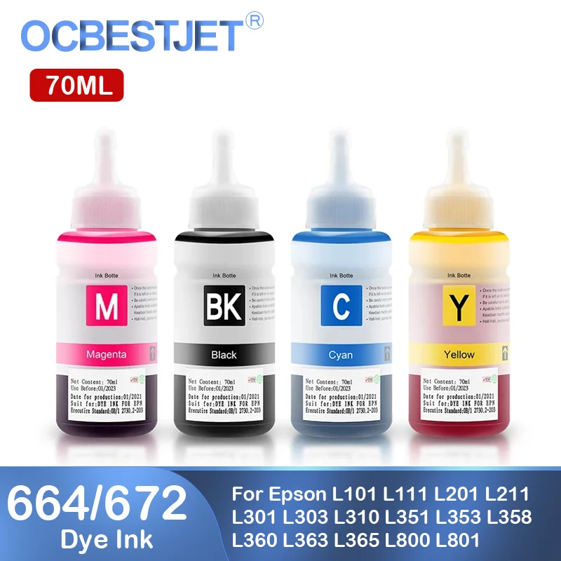 664 672 673 Refill Dye Ink High Quality For EPN L100 L110 L120 L210 L310 L355 L360 L364 L365 L486 L550 L800 L805 L810 Printer