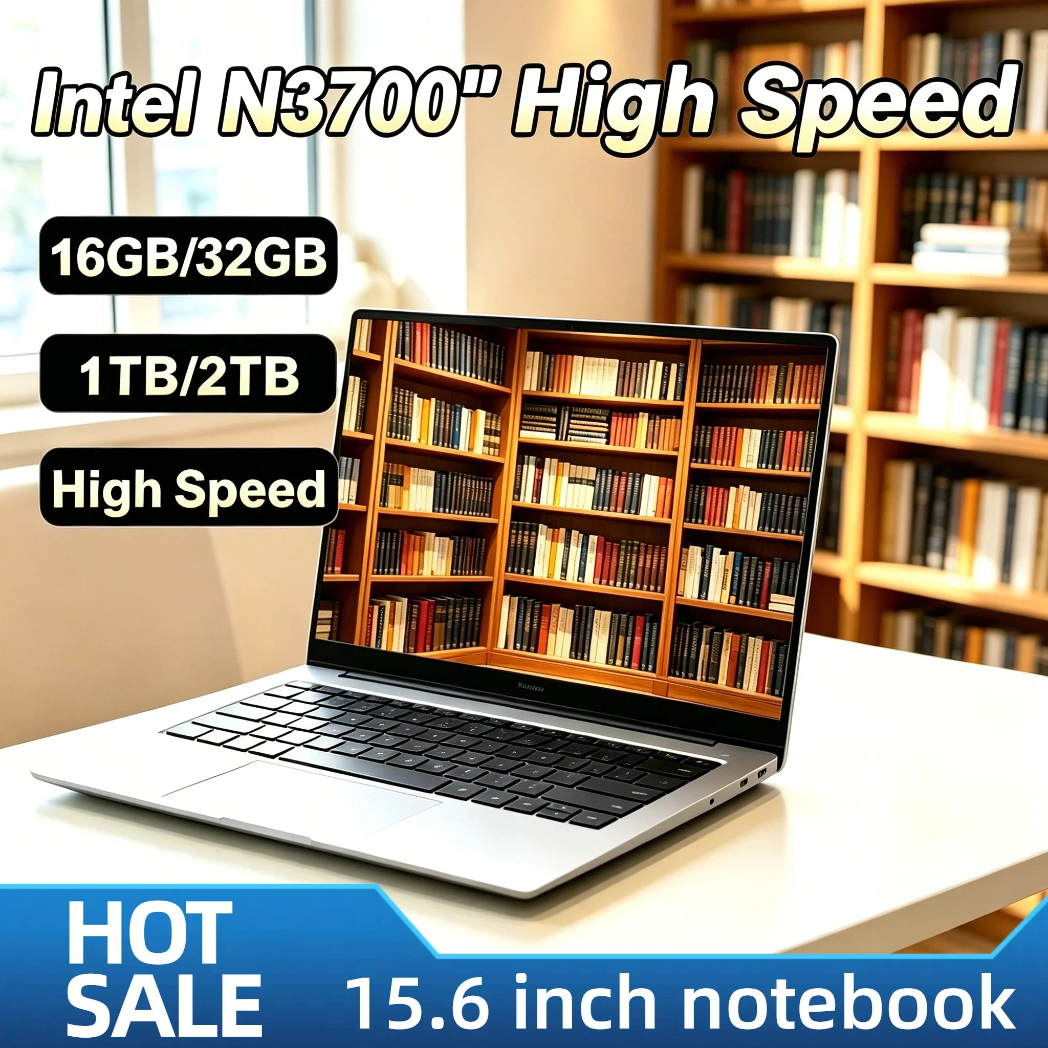 Intel N3700 15.6 Inch Laptop 4C4T 1.6 2.4GHz 16GB RAM 2TB SSD Ultra Slim Gaming Pro High Performance Unit Max