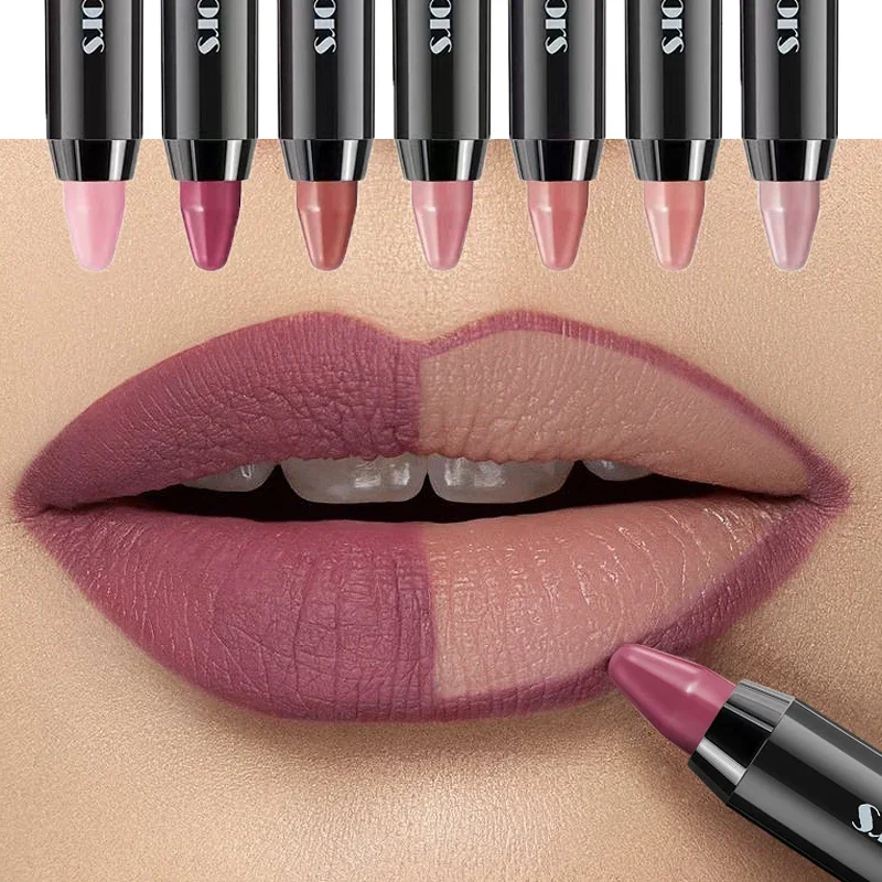 1pc 6 Colors Velvet Matte Lipstick Pencil Waterproof Long Lasting Sexy Red Lip Stick Non-Stick Cup Makeup Lip Tint Pen Cosmetics