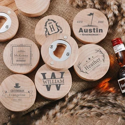 10/20Pcs Personalized Wedding Logo Engraved Wooden Magnet Bottle Opener Custom Solid Wood Beer Opener For PartyGroomsmen Gift