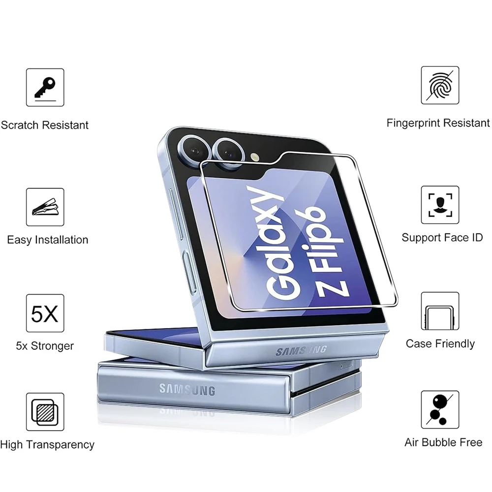 Schutzglas für Samsung Galaxy Z Flip 6, Z Flip 5 High Clear Tempered Glass Displayschutzfolie – Detail 1