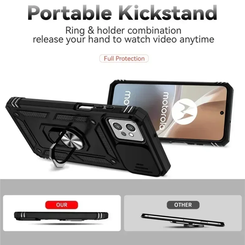 Чехол для Motorola Moto G32, чехол для Moto G32 Coque Fundas Slide Lens Push Window, магнитное кольцо-держатель, задний бампер Moto G32
