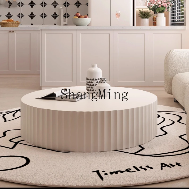 

DHY cream wind coffee table retro gear coffee table round living room simple small table household