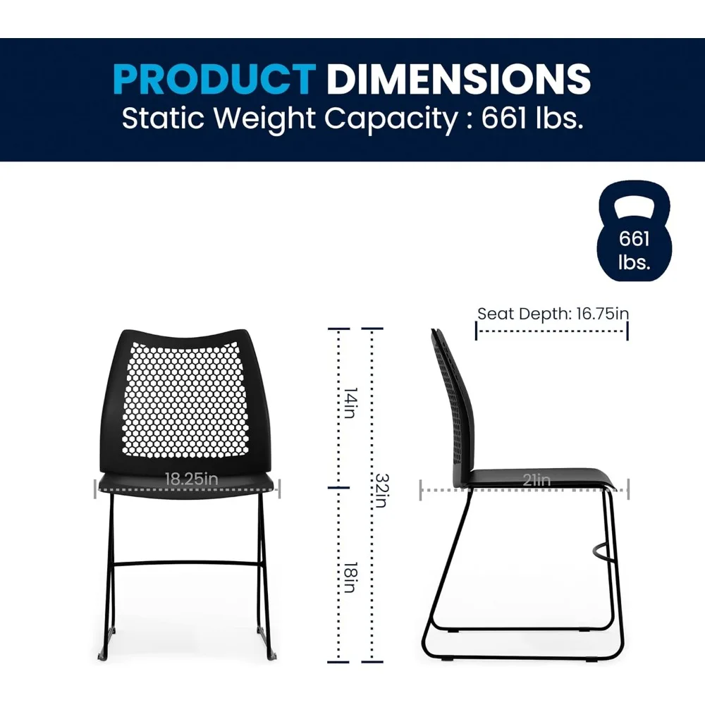 كراسي الردهة المحيطة من سلسلة Hercules من Flash Furniture: ظهور على شكل قرص العسل بفتحة تهوية لمقعد مكتب مريح وقابل للتكديس