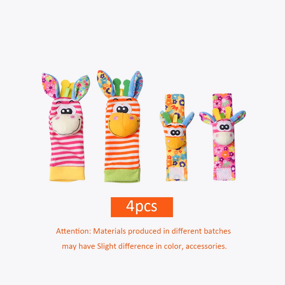 4 teile/satz Baby, Kleinkind Handgelenk Rassel Socken Spielzeug 0-12 Monate Mädchen Junge Frühe Pädagogische Entwicklung Nette Kleinkinder sensorische Geschenke – Detail 8