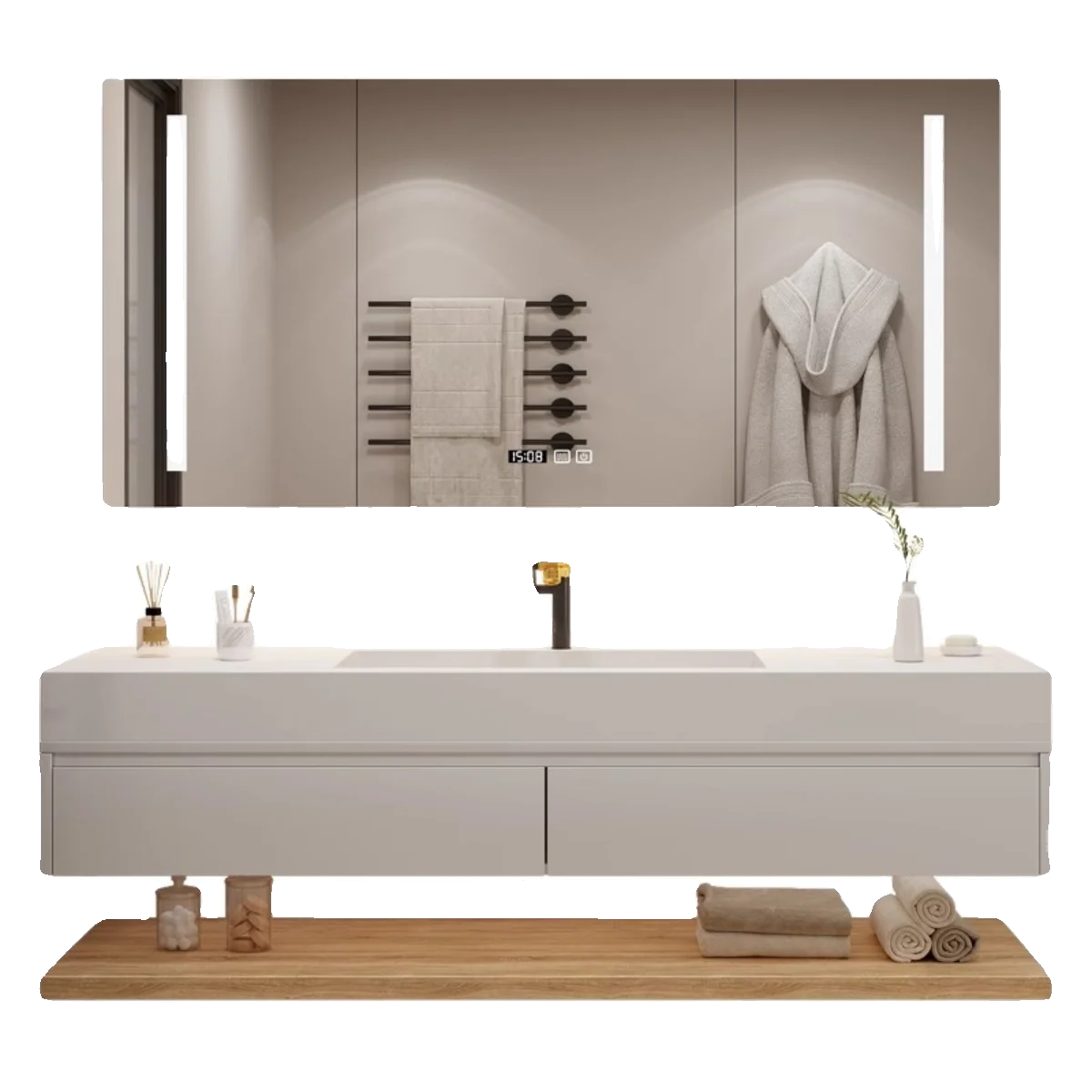 خزانة حمام فاخرة خفيفة، عرض بالوعة، ديكورات موفرة للمساحة، خزانة للعناية بالبشرة، أثاث غرفة المعيشة، أرشيفادوريس