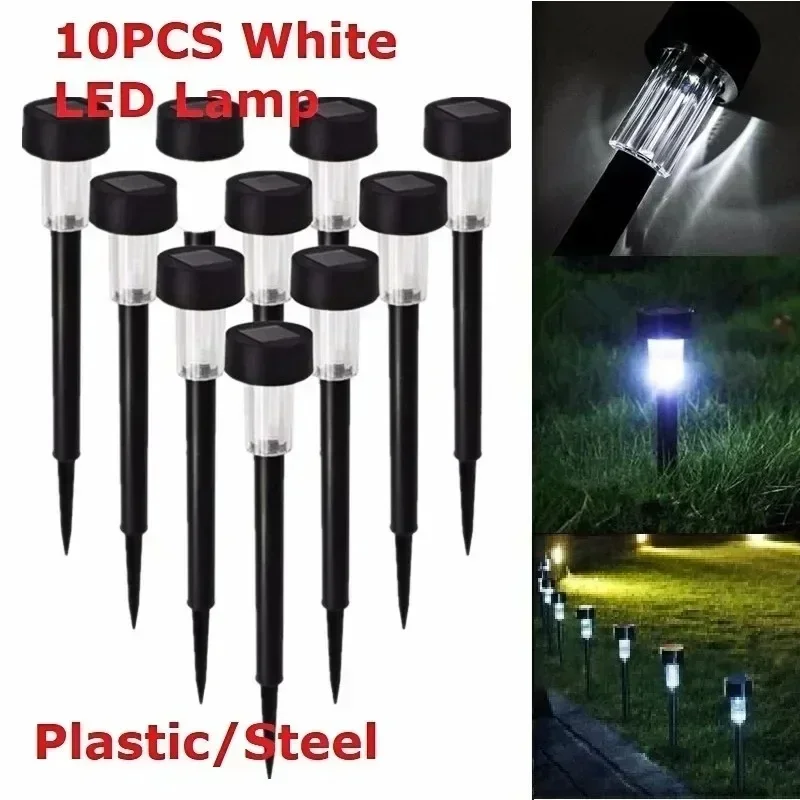 10Pcs New High Quality White LED Lawn Light Lamp Solar Outdoor for Courtyard Walkway Garden Landscape Lights Lighting