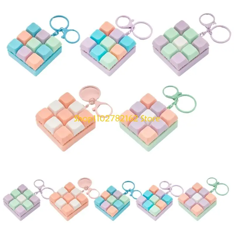 

547B Mini Keyboard Keychain Detachable Buttons Clicking Sound Stress Reliever Keycap Keyring for Adults Children Gifts
