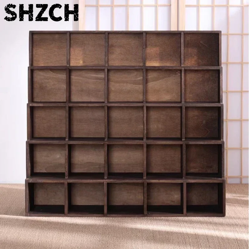 Solid Wood Tea Cup & Set Rack Desktop Curio Display Shelf Vintage Teapot Organizer Zen Room Multi-Cabinet Display Stand