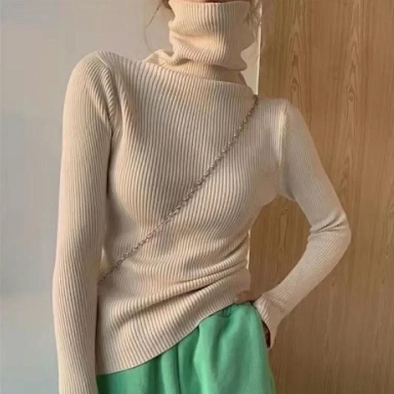 

casual style ladies striped pullover sweater, warm and comfortable long-sleeved sweater Fashion turtleneck sports