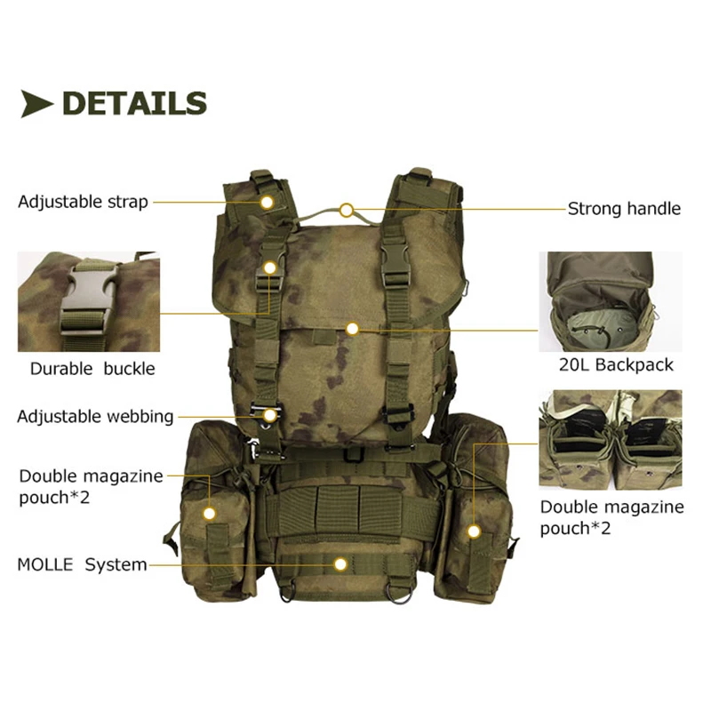 YAKEDA kamizelka taktyczna Chest Rig MOLLE Combat Outdoor Trekking polowanie piesze wycieczki plecak 3D trwały szybkoschnący pas biodrowy