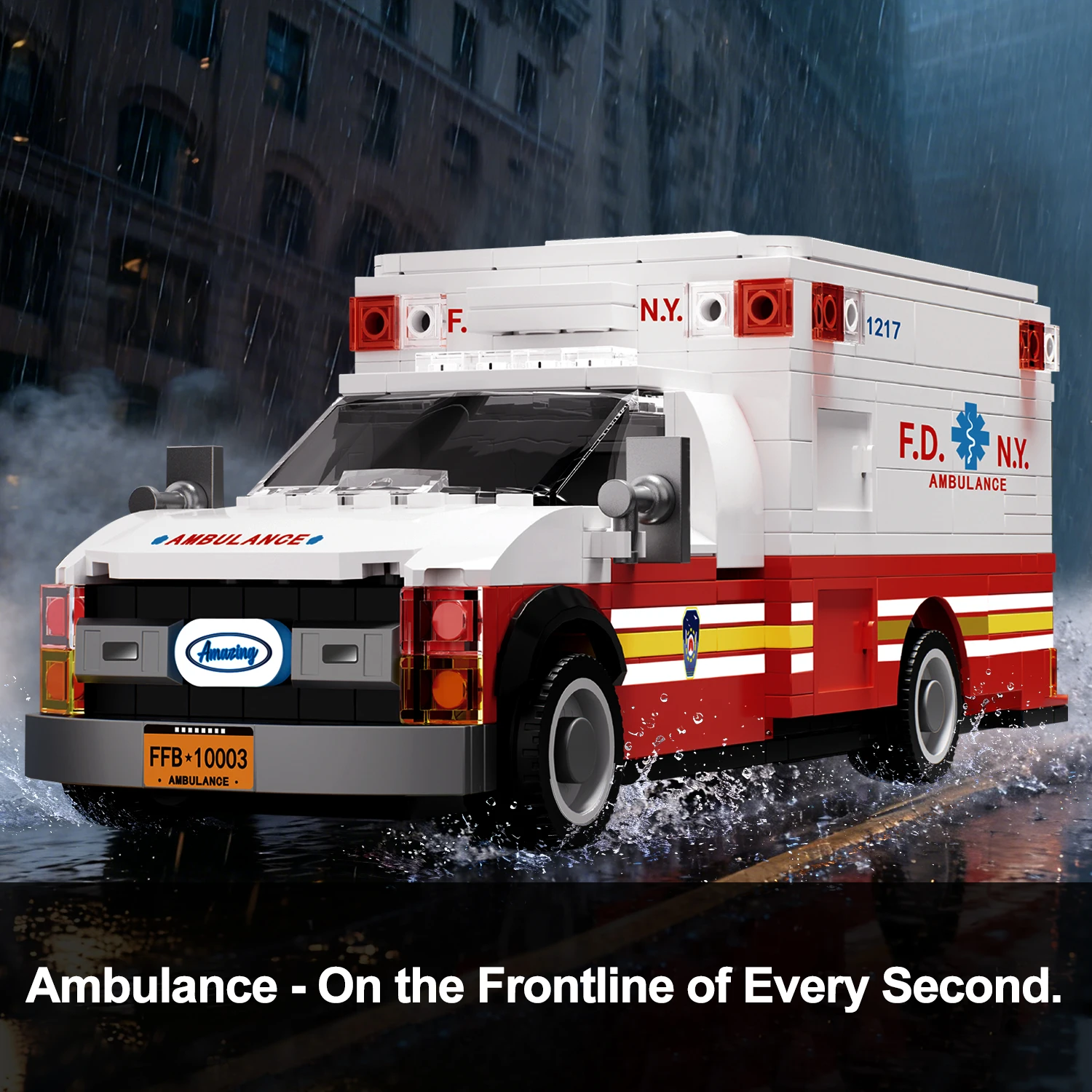660PCS American Ambulance Building Blocks With Stretcher City Emergency Vehicle Model Bricks Ornament Puzzle Toys Holiday Gift