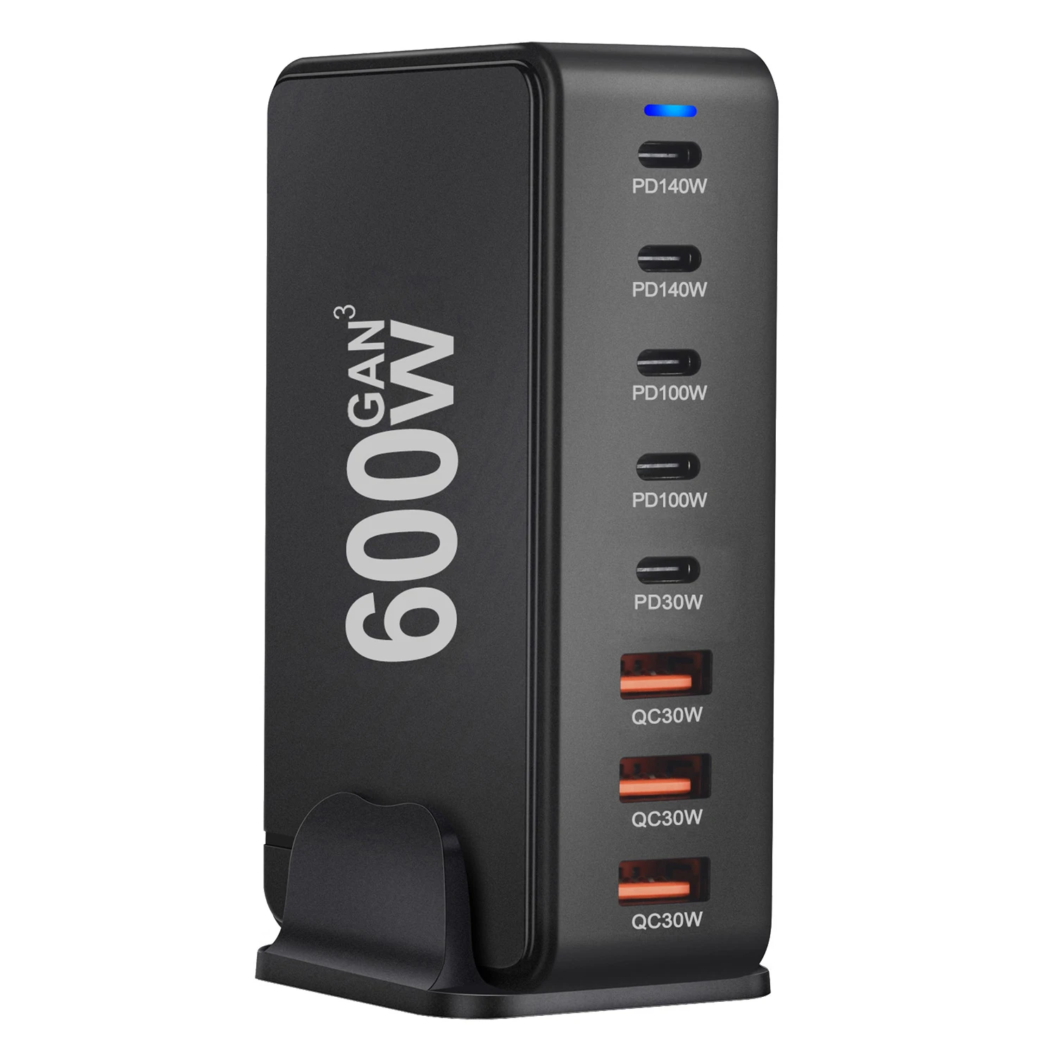 New 600W GaN Fast Charge 3.0 USB-C Charger with 8 Ports  5C3A PD, Portable and Suitable for Tablets