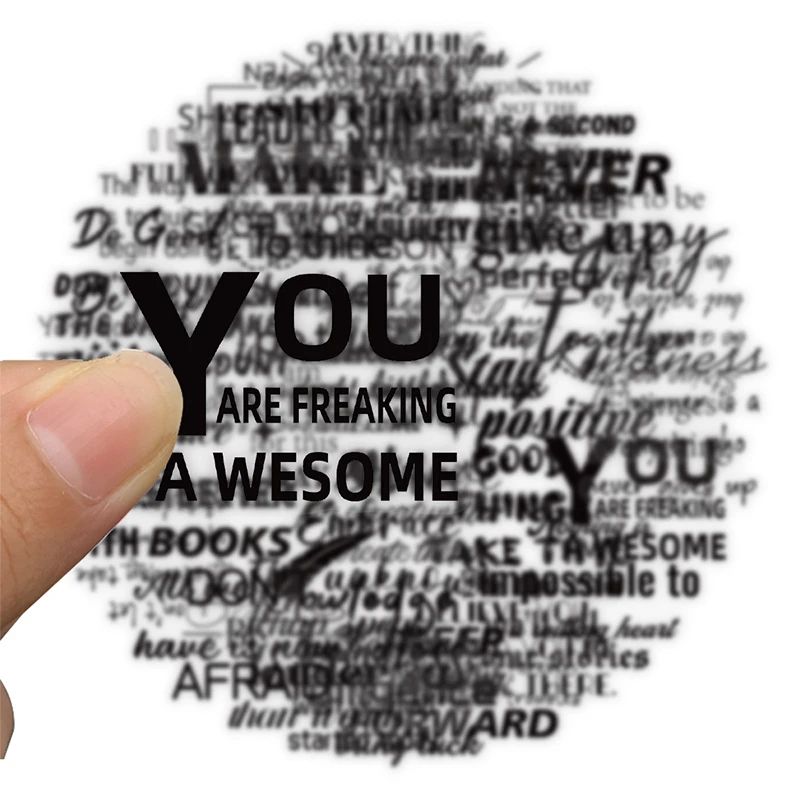 50 قطعة ملصقات ملهمة شفافة سوداء الإنجليزية عبارة الشارات ملصقات عبارة تحفيزية لزجاجات المياه وألواح التزلج #3