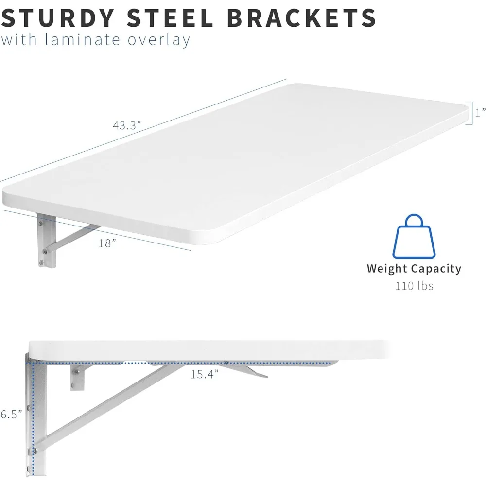 للطي 43 بوصة الحائط منضدة قابل للتعديل بين قوسين الأبيض أضعاف بعيدا الجدول محطة العمل الرف مكتب تخزين الحل