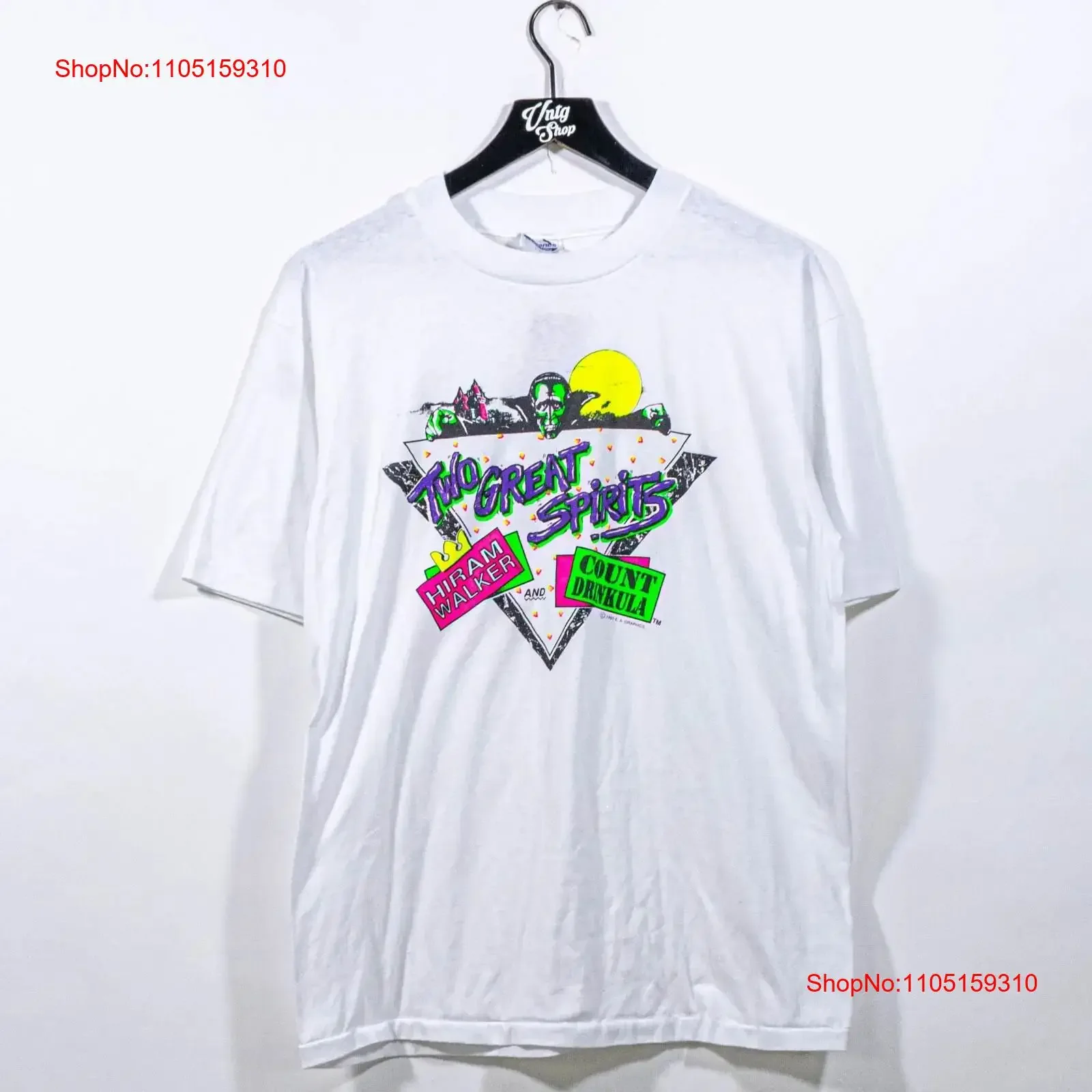 تي شيرت هيرام ووكر كونت درينكولا للهالوين بأرواح كبيرة كبيرة VTG 90s عتيقة مغسولة غير رسمية متعددة الاستخدامات قليلاً للجنسين #1