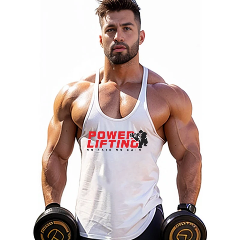 European American Men\'s Tank Tops Fitness gym Clothing Muscle Sleeveless Sportswear Summer Shirts Man Bodybuilding Running Vest