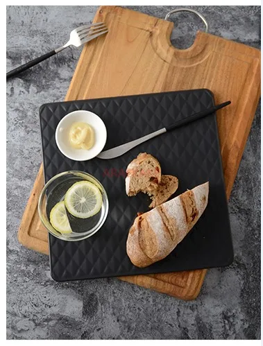 

Ceramic bread plate Matte square geometric diamond plate Dim sum cake breakfast plate