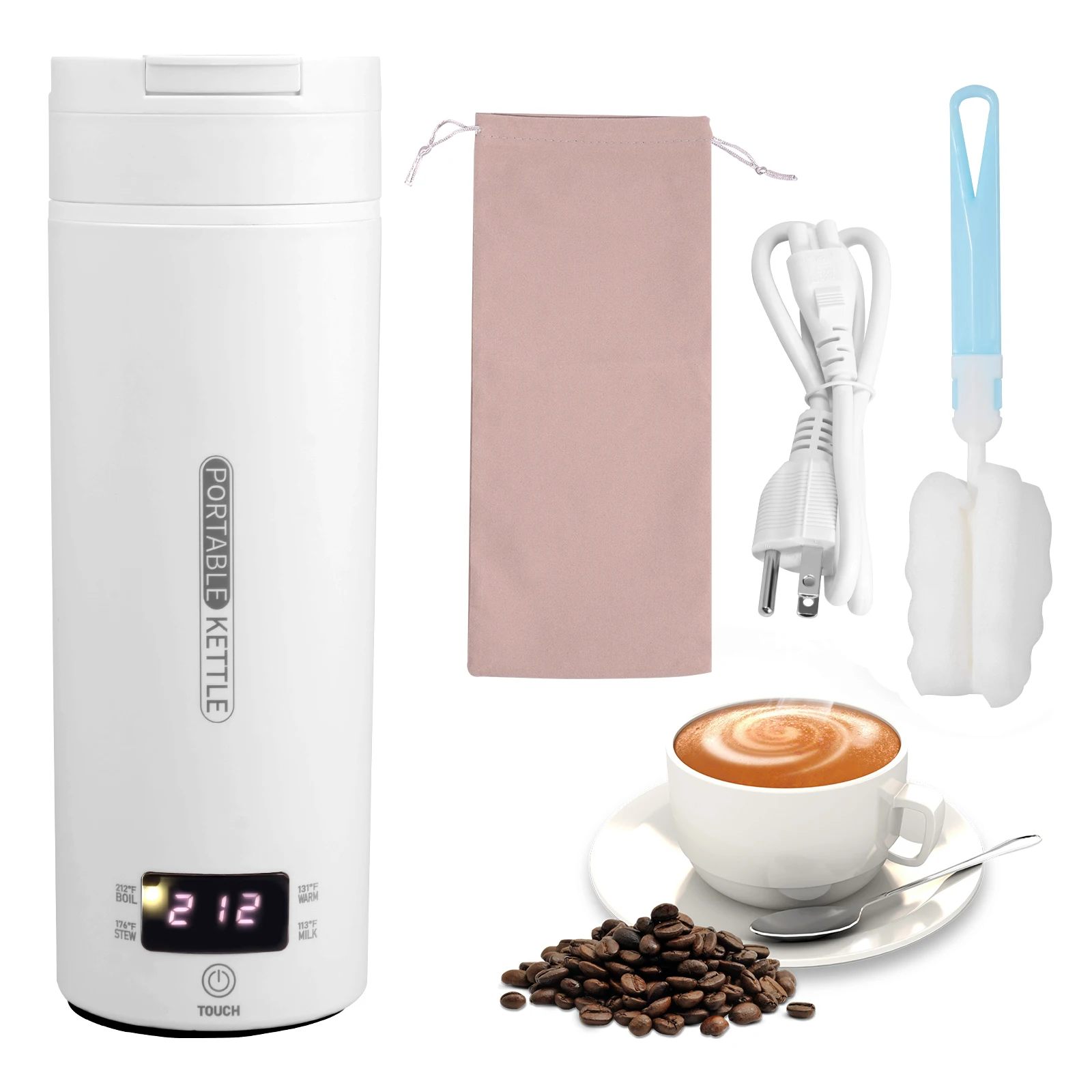 

Travel Electric Kettle 500ml Leakproof Water Boiler Cup Fast Boiling Electric Heating Cup 4 Preset Temperature Portable Water